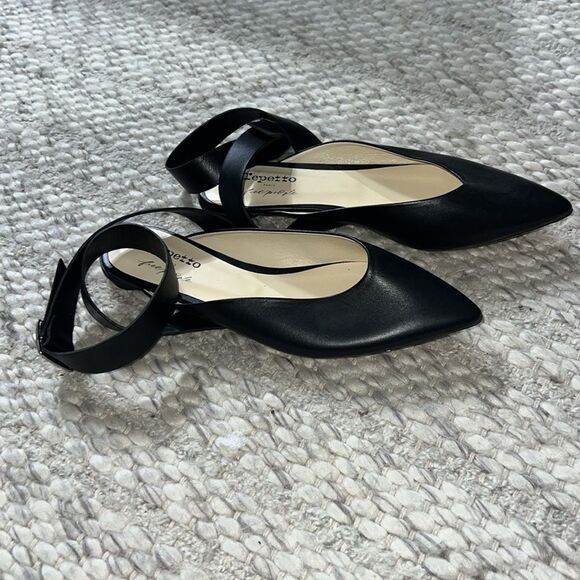 Repetto Black Ankle Strap Flats - Picture 4 of 9
